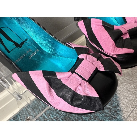 Irregular Choice Oversized Bow Pumps Heels Pink Black Size 8 - Picture 3 of 13